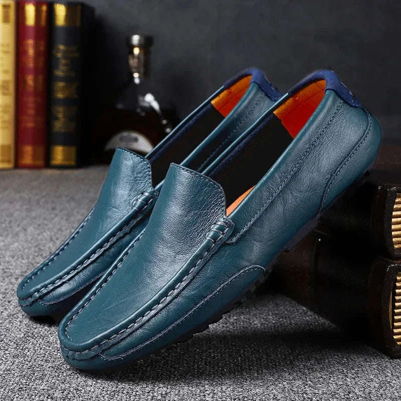 Genuine Leather Breathable Slip-On Loafers for Men-YELLOW / 42
