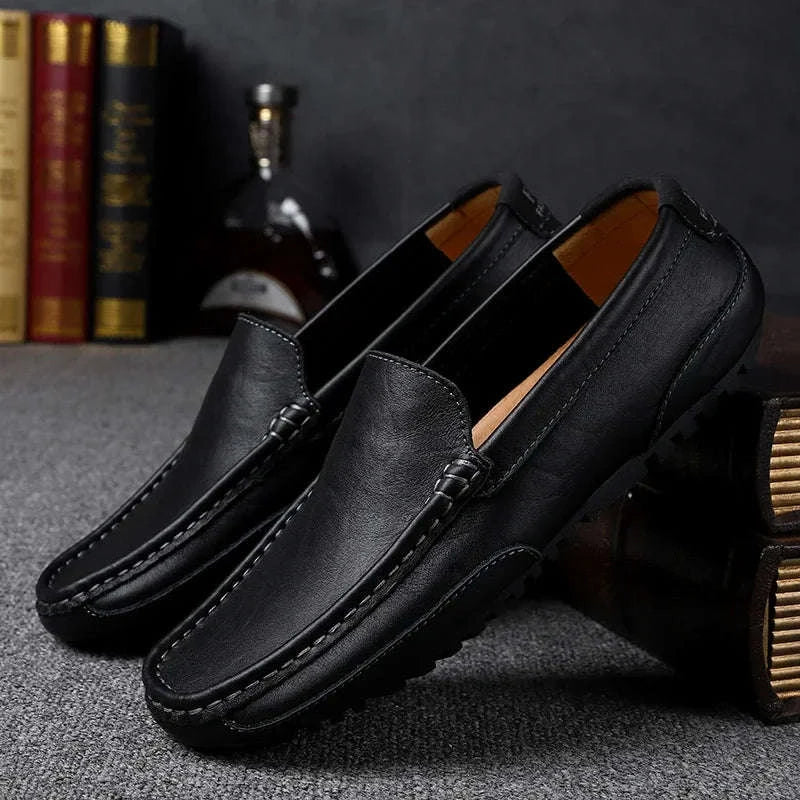 Genuine Leather Breathable Slip-On Loafers for Men-YELLOW / 42