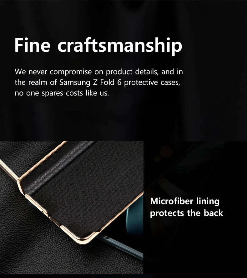 Genuine Leather Case with Magnetic Hinge Stand for Samsung Galaxy Z Fold-photo colour / For Galaxy Z fold 3
