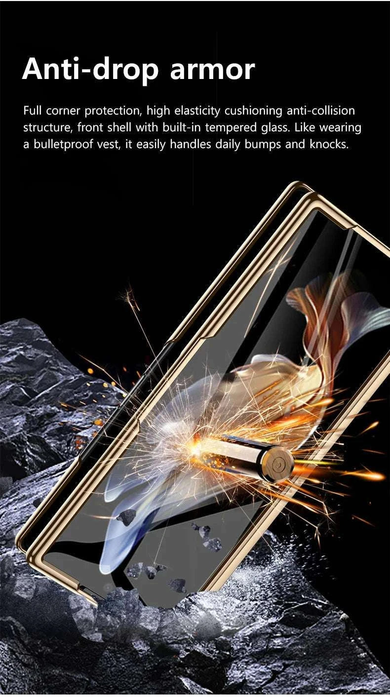 Genuine Leather Case with Magnetic Hinge Stand for Samsung Galaxy Z Fold-photo colour / For Galaxy Z fold 3