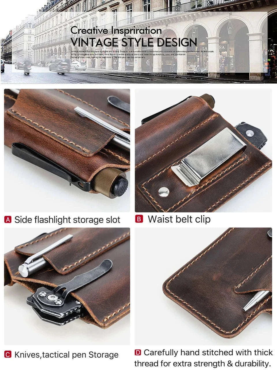 Genuine Leather Tactical Tool Belt Pouch for Outdoor & Work Use-