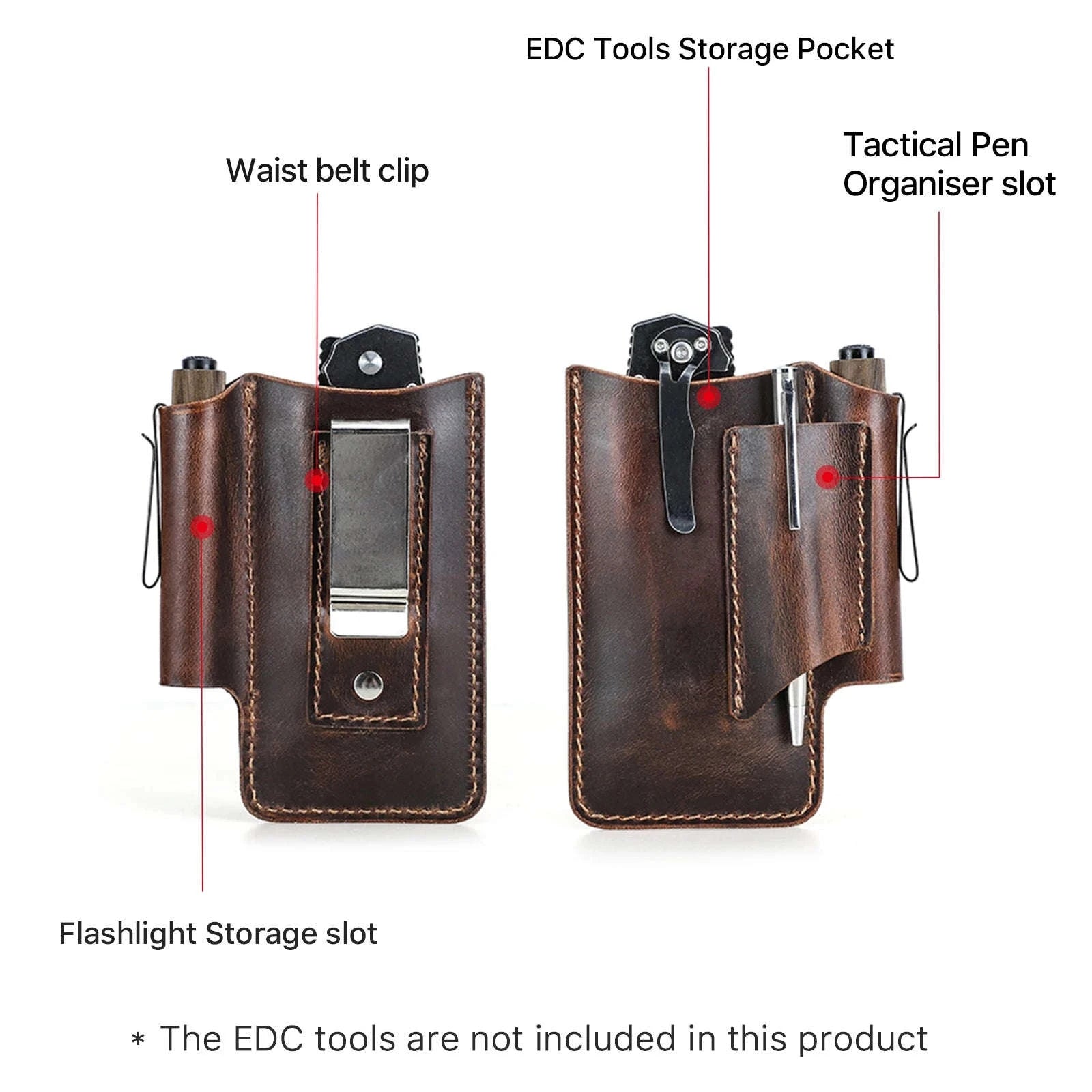 Genuine Leather Tactical Tool Belt Pouch for Outdoor & Work Use-coffee