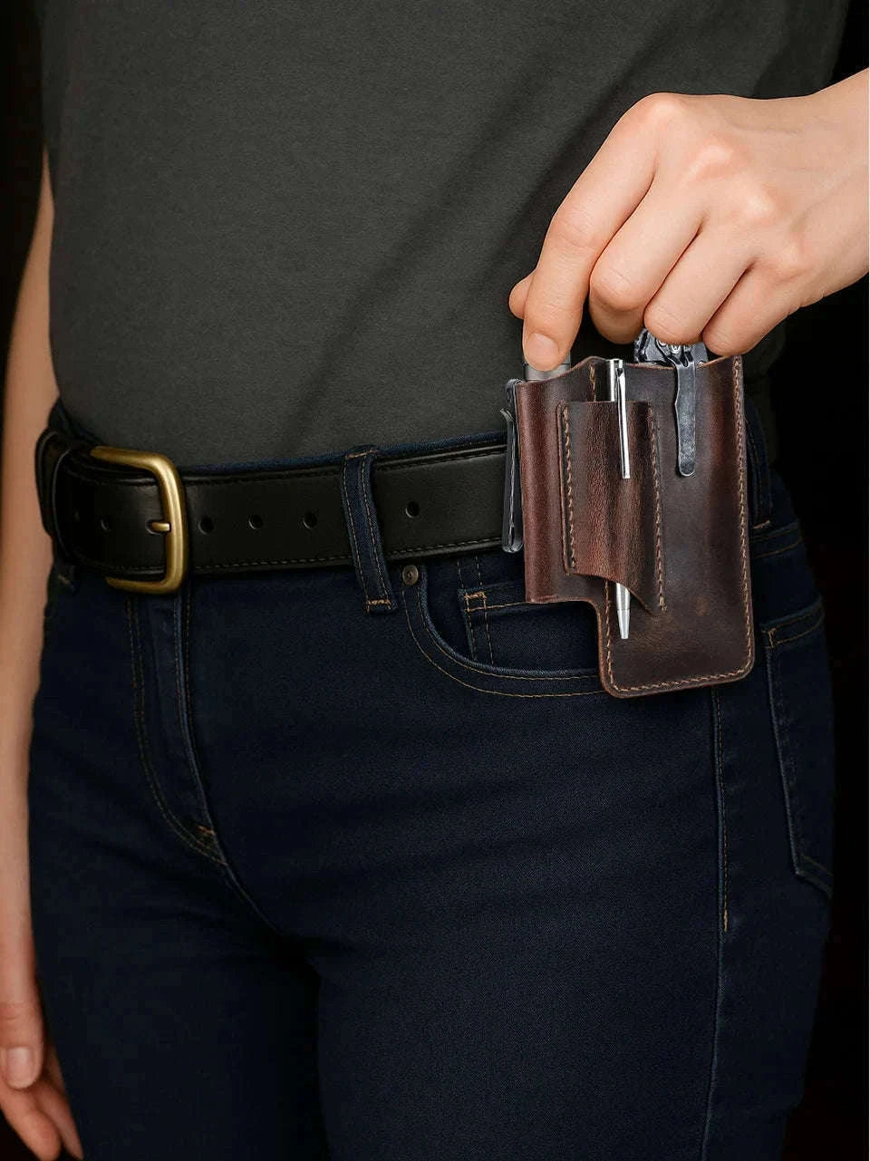 Genuine Leather Tactical Tool Belt Pouch for Outdoor & Work Use-