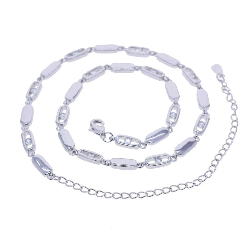 Geometric CZ Tennis Chain Y Lariat Necklace for Women – Elegant Choker Style-N482 gold