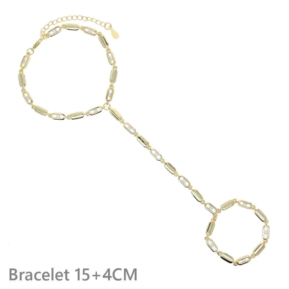 Geometric CZ Tennis Chain Y Lariat Necklace for Women – Elegant Choker Style-N482 gold