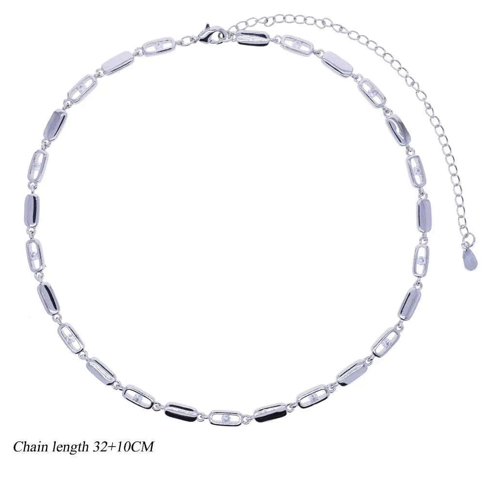 Geometric CZ Tennis Chain Y Lariat Necklace for Women – Elegant Choker Style-N482 gold