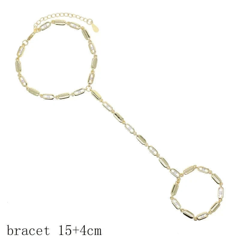 Geometric CZ Tennis Chain Y Lariat Necklace for Women – Elegant Choker Style-N482 gold