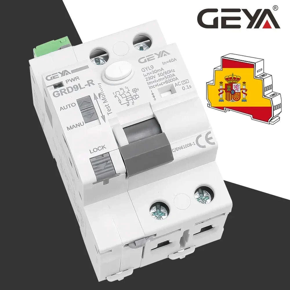 GEYA GRD9L‑R Automatic Reclosing RCD Circuit Breaker-RCCB-2P-40A-30mA / spain / GRD9L-R-AC220V