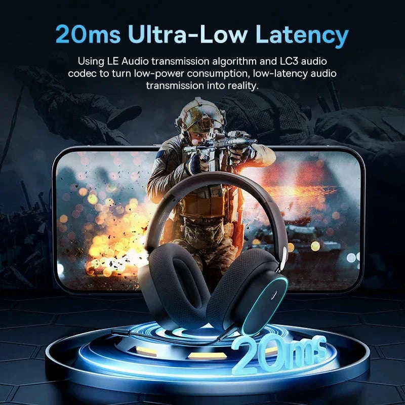 GH02 Gaming Wireless Headphone with Mic, Bluetooth 5.3, 40mm Driver, 2.4G/Wireless/Wired, RGB-Black / spain