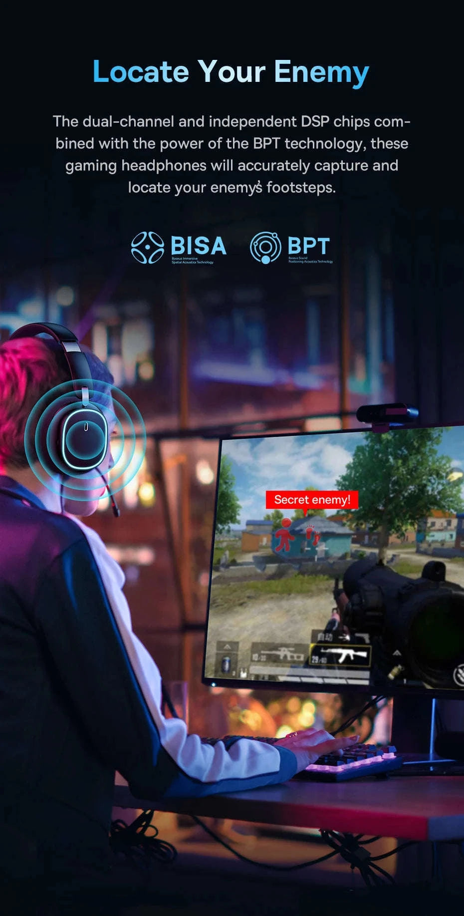 GH02 Gaming Wireless Headphone with Mic, Bluetooth 5.3, 40mm Driver, 2.4G/Wireless/Wired, RGB-Black / spain