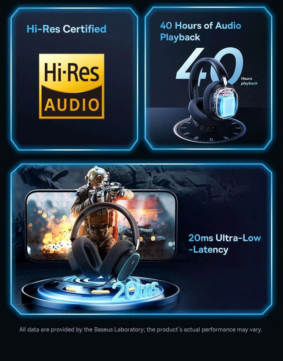 GH02 Gaming Wireless Headphone with Mic, Bluetooth 5.3, 40mm Driver, 2.4G/Wireless/Wired, RGB-Black / spain