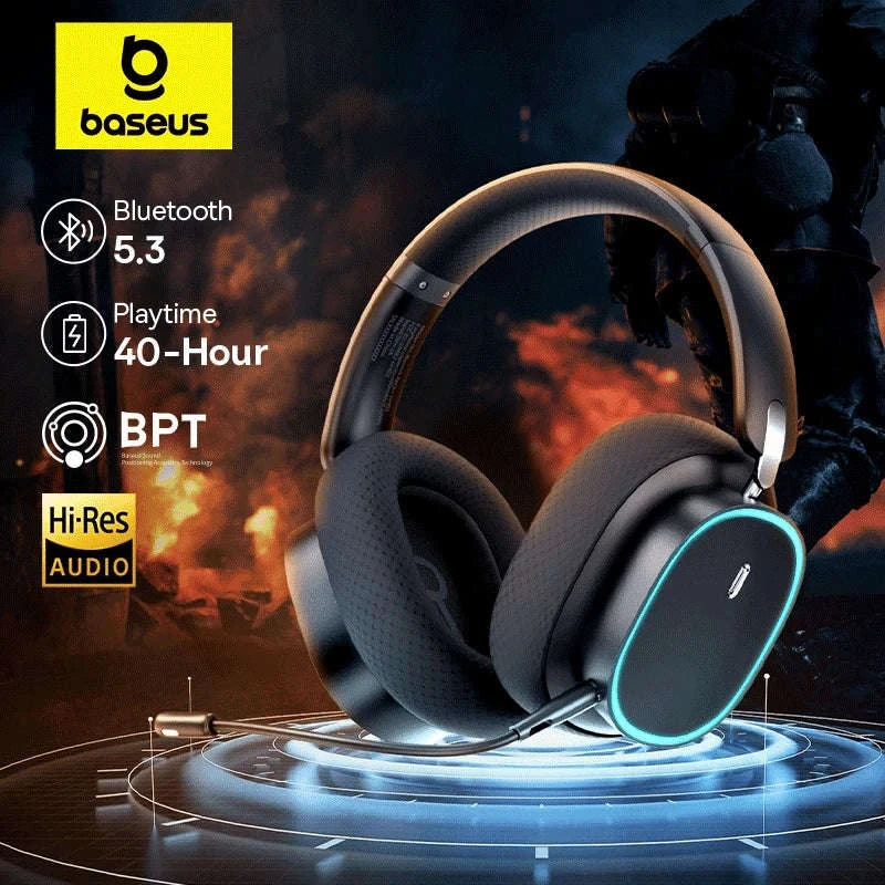 GH02 Gaming Wireless Headphone with Mic, Bluetooth 5.3, 40mm Driver, 2.4G/Wireless/Wired, RGB-Black / spain