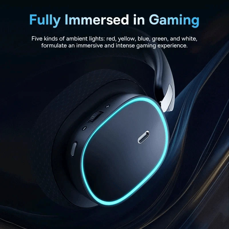 GH02 Gaming Wireless Headphone with Mic, Bluetooth 5.3, 40mm Driver, 2.4G/Wireless/Wired, RGB-Black / spain