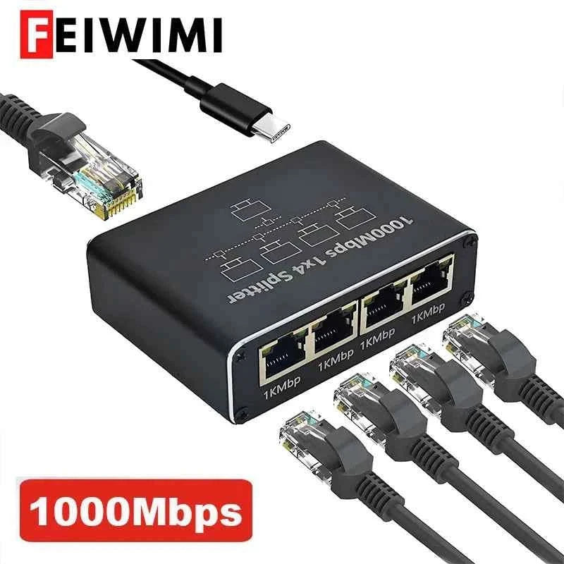 Gigabit RJ45 Ethernet Splitter 1 to 2 Adapter-1 to 2