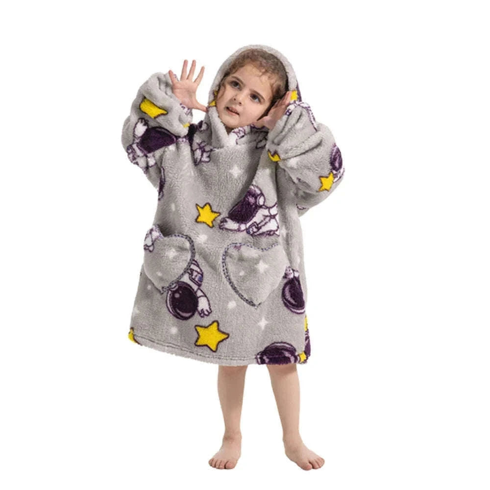 Girls Flannel Hoodie Blanket for Cozy Winter Comfort-FH130 / 1pc-Kid Free Size