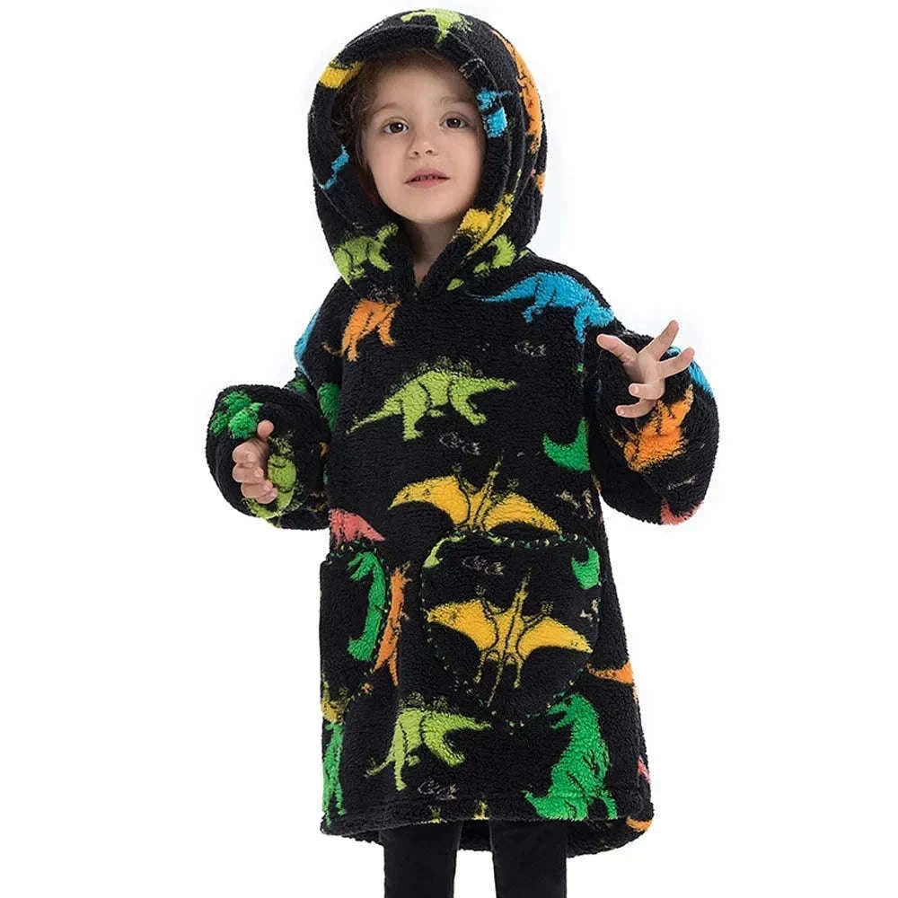 Girls Flannel Hoodie Blanket for Cozy Winter Comfort-FH130 / 1pc-Kid Free Size
