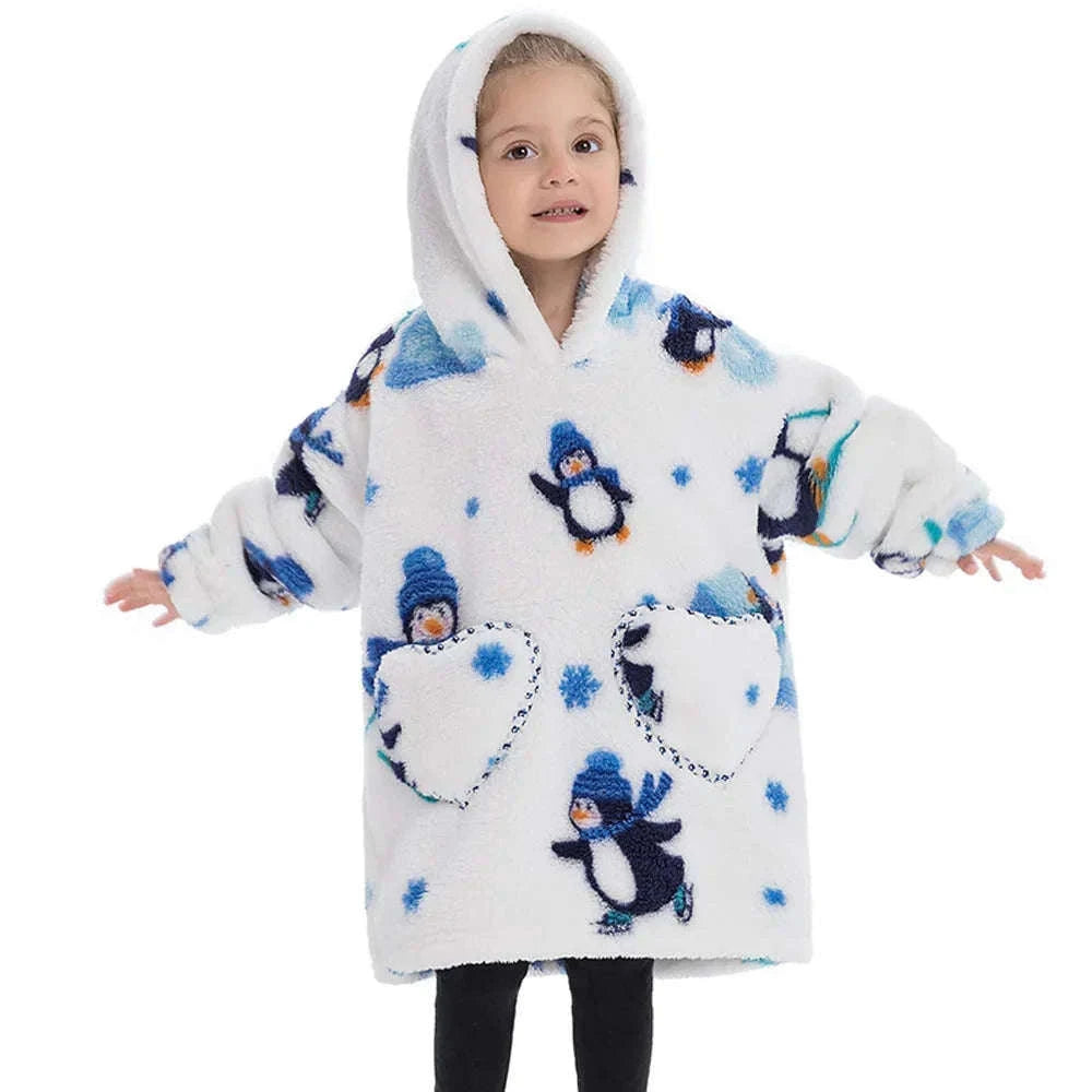 Girls Flannel Hoodie Blanket for Cozy Winter Comfort-FH130 / 1pc-Kid Free Size