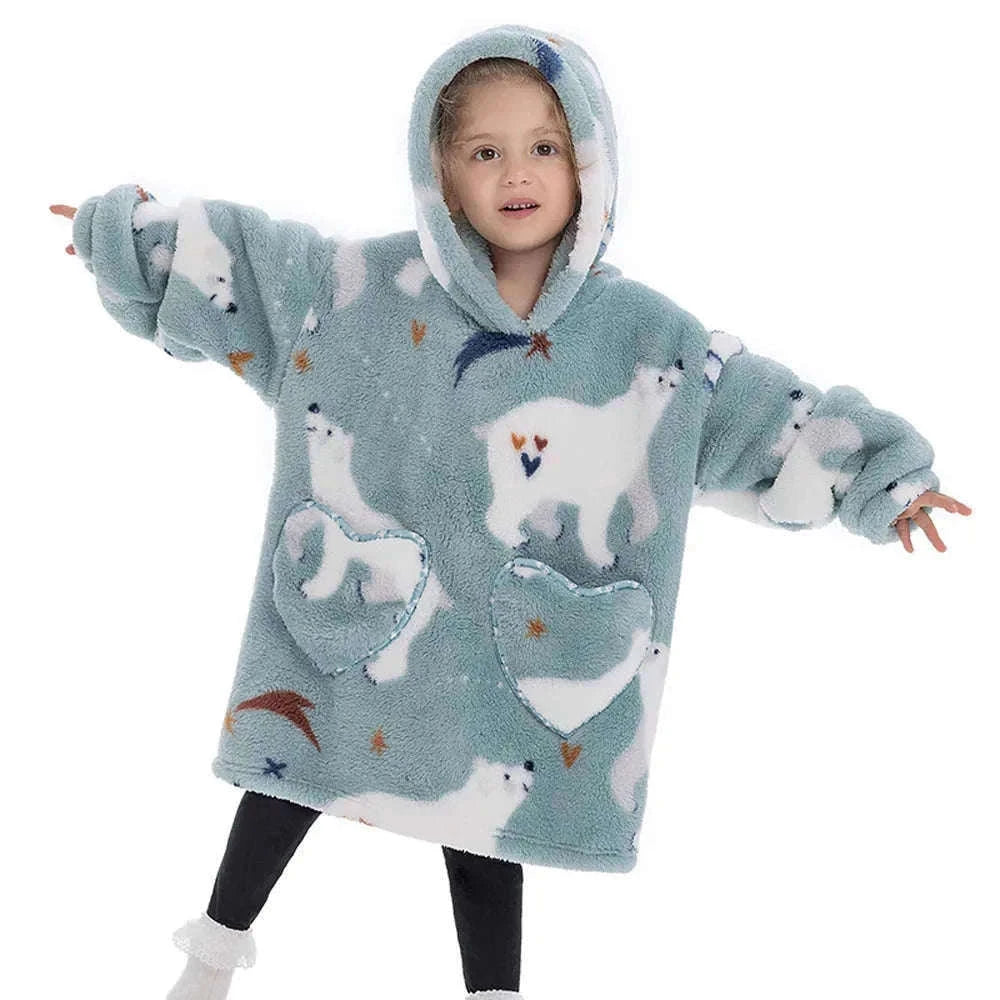 Girls Flannel Hoodie Blanket for Cozy Winter Comfort-FH130 / 1pc-Kid Free Size
