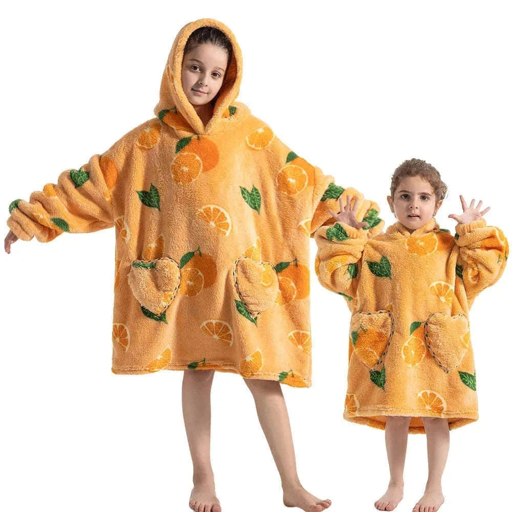 Girls Flannel Hoodie Blanket for Cozy Winter Comfort-FH130 / 1pc-Kid Free Size