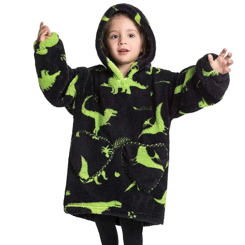 Girls Flannel Hoodie Blanket for Cozy Winter Comfort-FH130 / 1pc-Kid Free Size