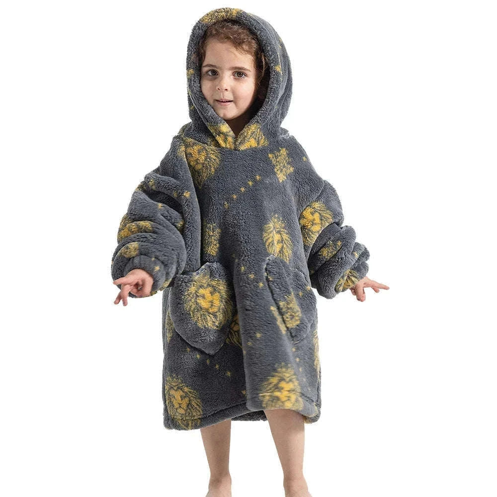 Girls Flannel Hoodie Blanket for Cozy Winter Comfort-FH130 / 1pc-Kid Free Size