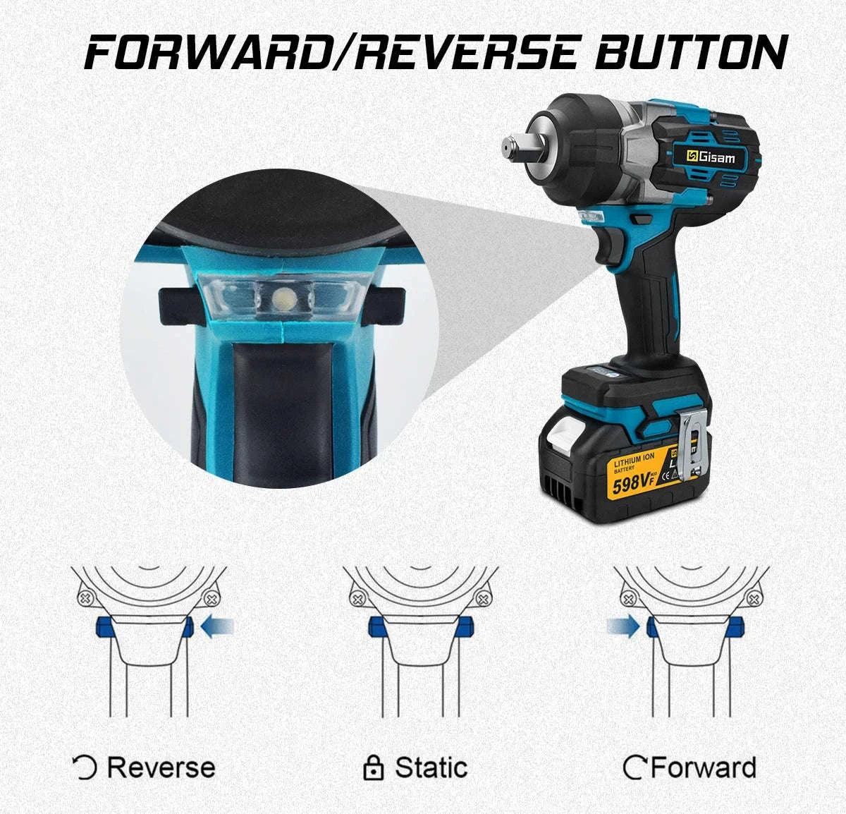 Gisam 2800N.M Brushless Electric Wrench for Makita 18V Batteries-2 Battery Plasticbox / GERMANY