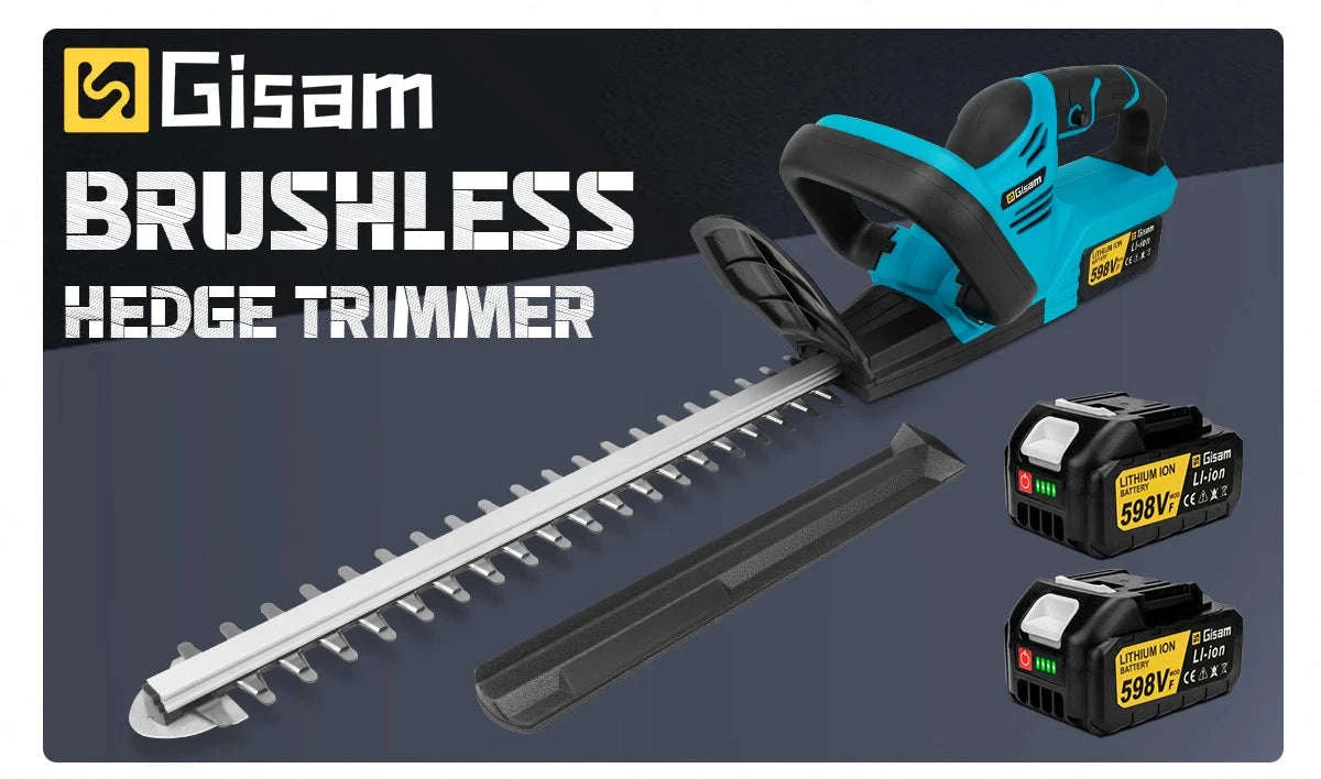 Gisam Brushless Electric Hedge Trimmer 20000RPM Cordless 510mm-0 Battery Set / GERMANY