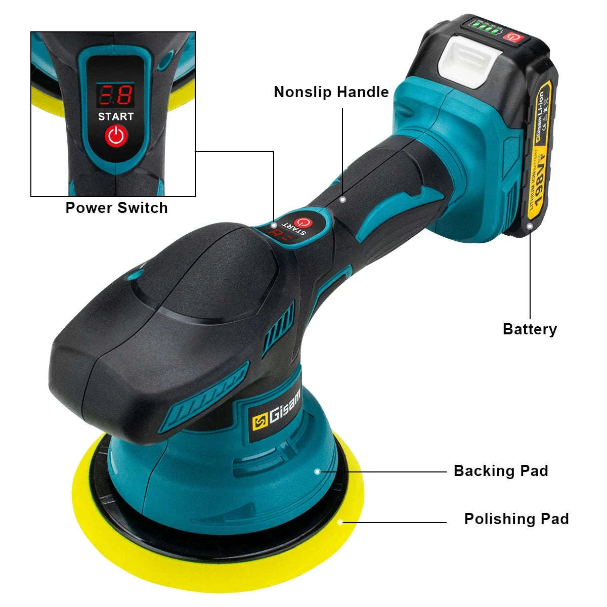 Gisam Cordless Car Polisher for Makita 18V Batteries-No Battery No Plug / spain