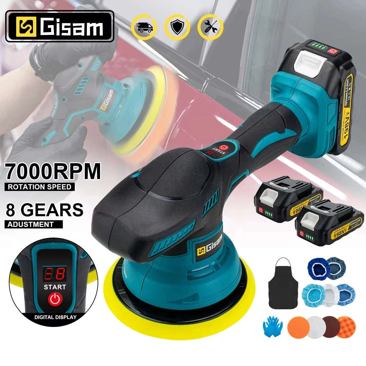 Gisam Cordless Car Polisher for Makita 18V Batteries-No Battery No Plug / spain