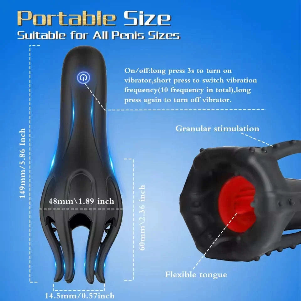 Glans Trainer Male Penis Massage Tongue Licking Stimulate Oral Vibrator Blowjob Delay Endurance Masturbator Sex Toys for Men 18+-Black-Box