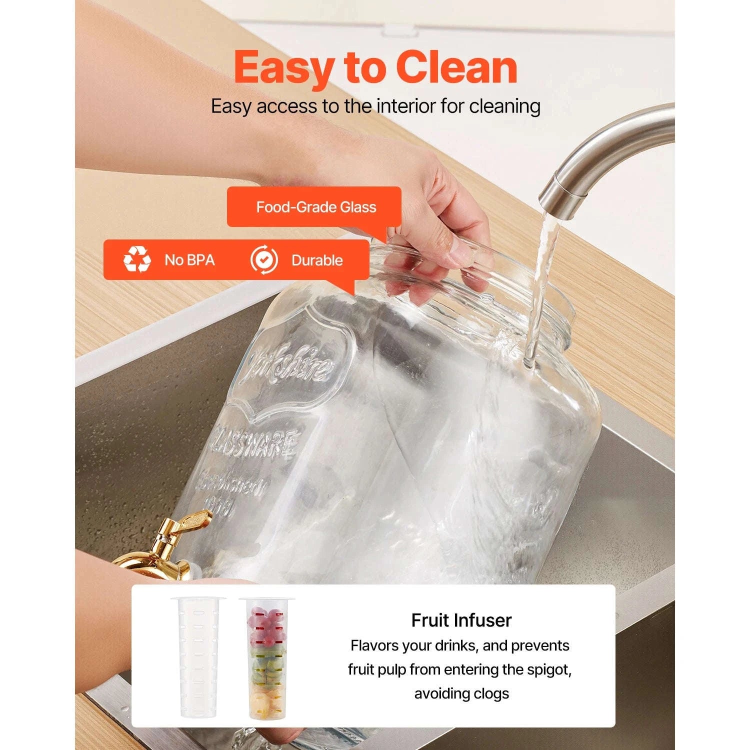 Glass Beverage Dispenser with Metal Stand-3x2gal / United States