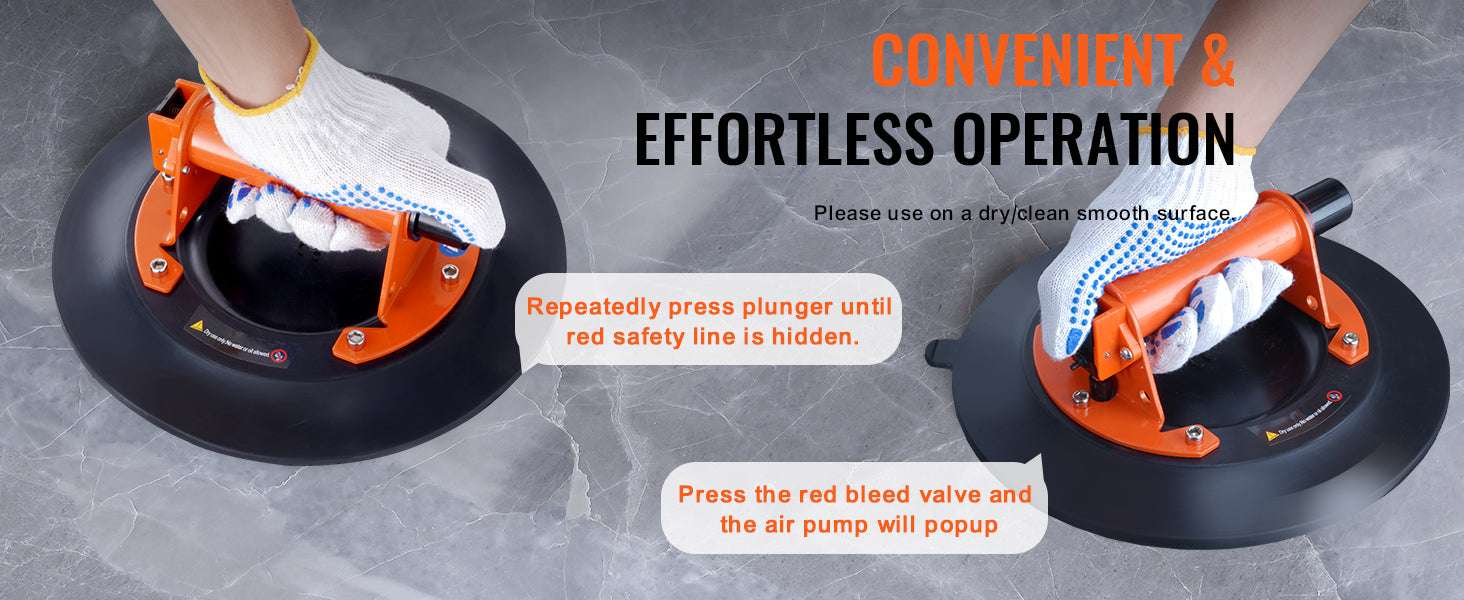 Glass Vacuum Suction Cup Lifter with Handle & Carry Case (8"/10")-1pc 8in Metal / UNITED KINGDOM