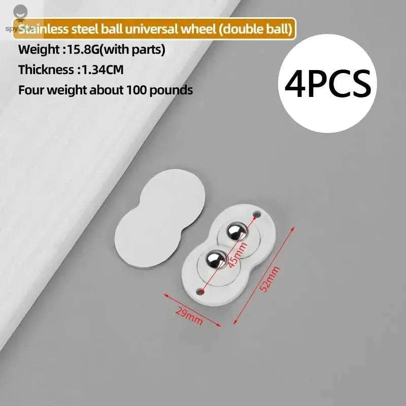 GlideOn Adhesive Casters – 4PCS Stick‑On Wheels for Effortless Furniture Movement-Nylon 4pcs