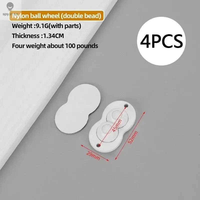 GlideOn Adhesive Casters – 4PCS Stick‑On Wheels for Effortless Furniture Movement-Nylon 4pcs