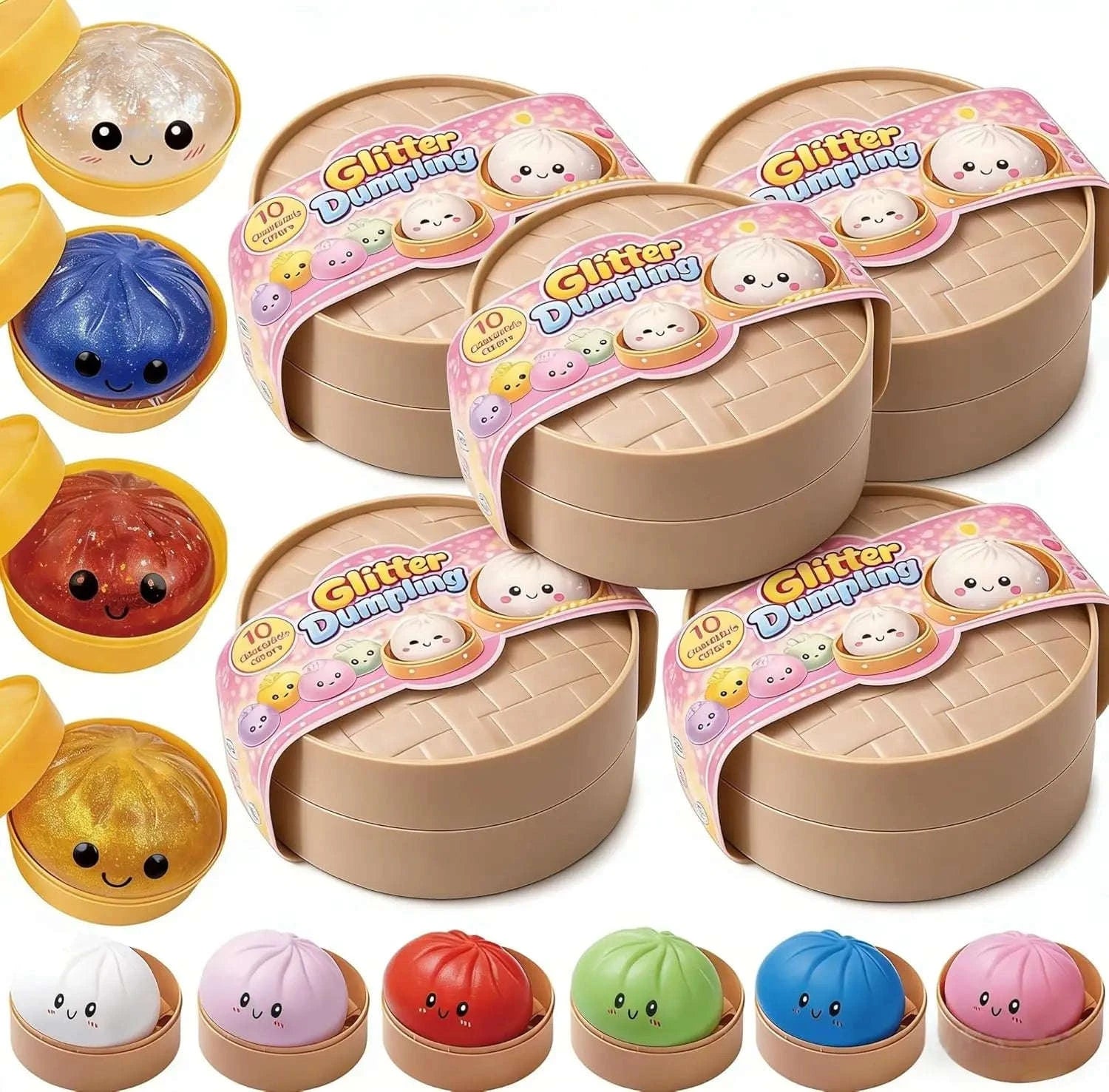 Glitter Dumpling Squishy Mystery Box, 10 Colors Random Gift-United States / 12pcs random color