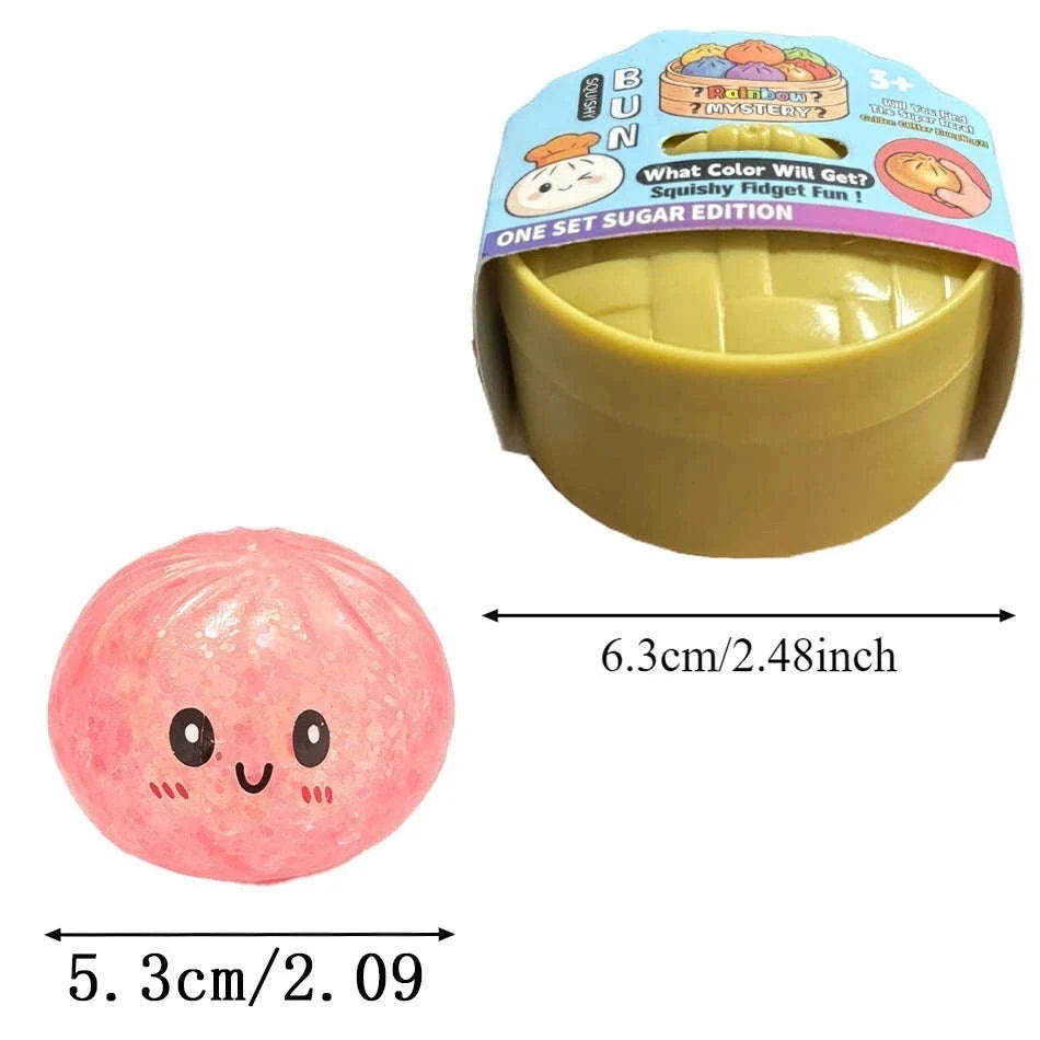 Glitter Dumpling Squishy Stress Relief TPR Dough Ball, 5-5.5cm-Random 6pcs