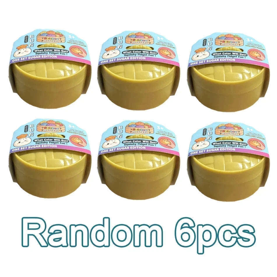 Glitter Dumpling Squishy Stress Relief TPR Dough Ball, 5-5.5cm-Random 6pcs