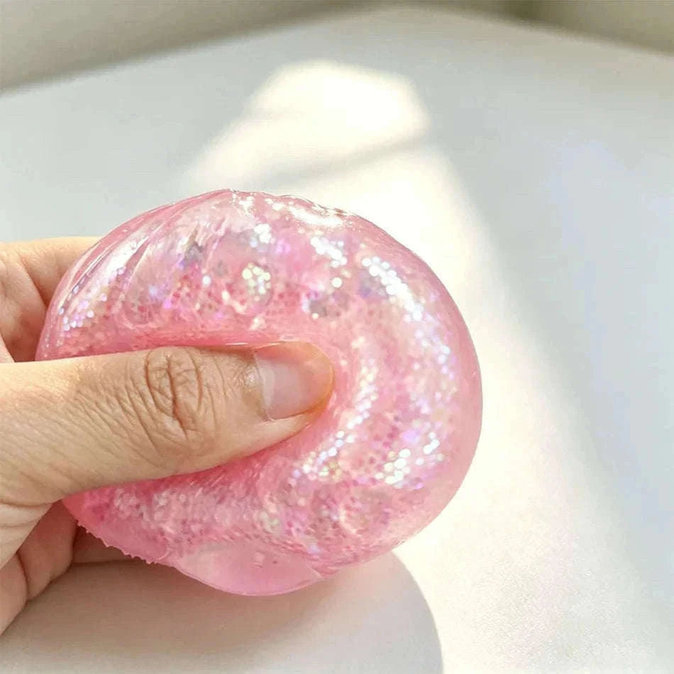 Glitter Dumpling Squishy Stress Relief TPR Dough Ball, 5-5.5cm-Random 6pcs