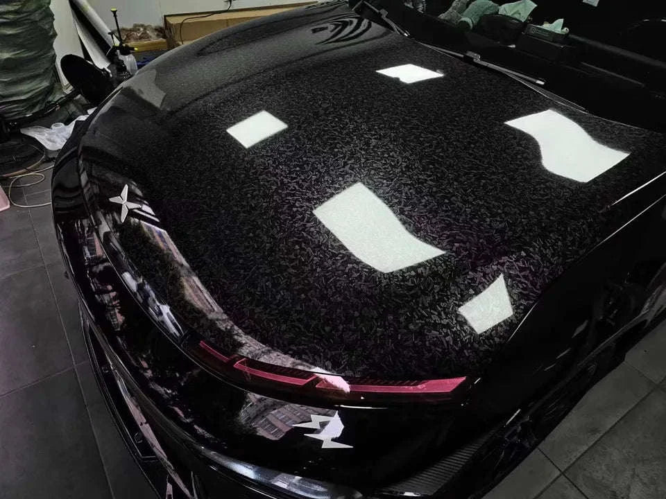 Glossy Forged Carbon Fiber Vinyl Wrap-Laser Silver / 30X152 CM