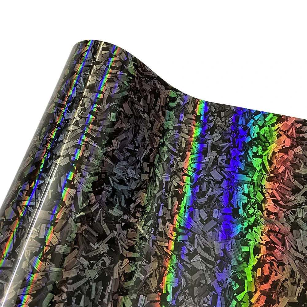 Glossy Forged Carbon Fiber Vinyl Wrap-Laser Silver / 30X152 CM