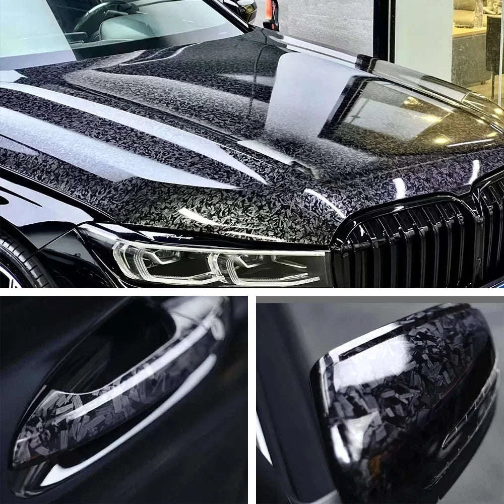 Glossy Forged Carbon Fiber Vinyl Wrap Self Adhesive Car Sticker-Laser Forged Carbon / 20X152 CM