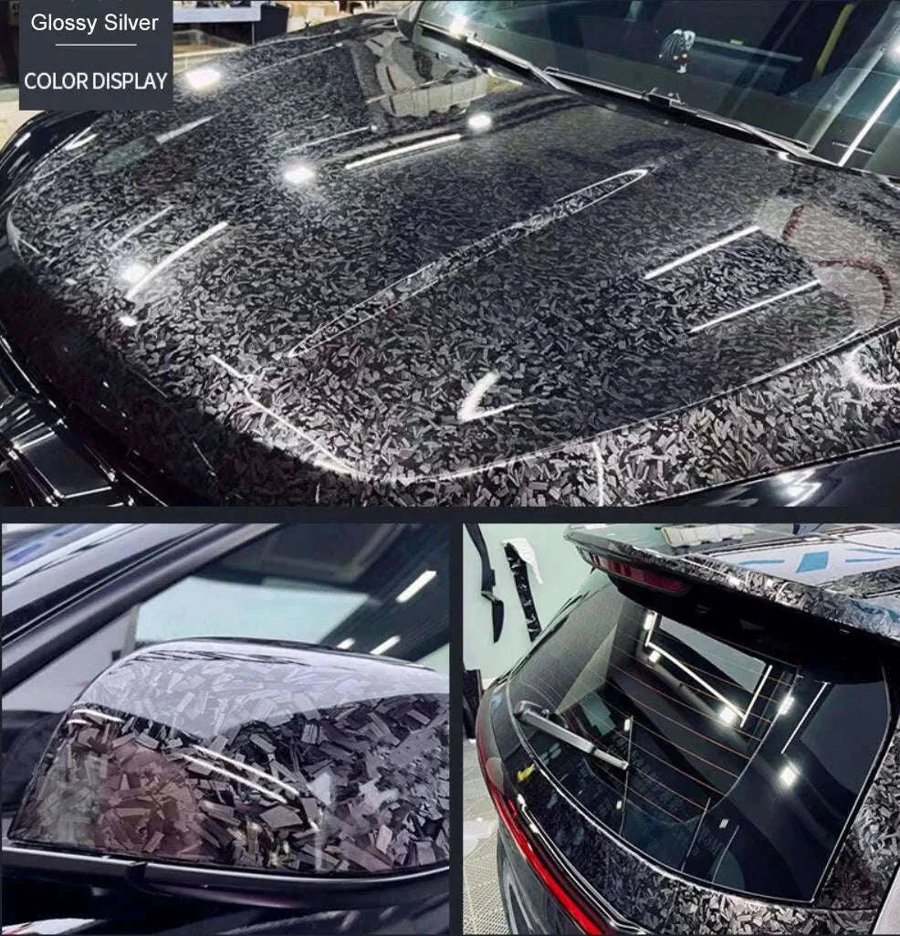 Glossy Forged Carbon Fiber Vinyl Wrap Self Adhesive Car Sticker-Laser Forged Carbon / 20X152 CM