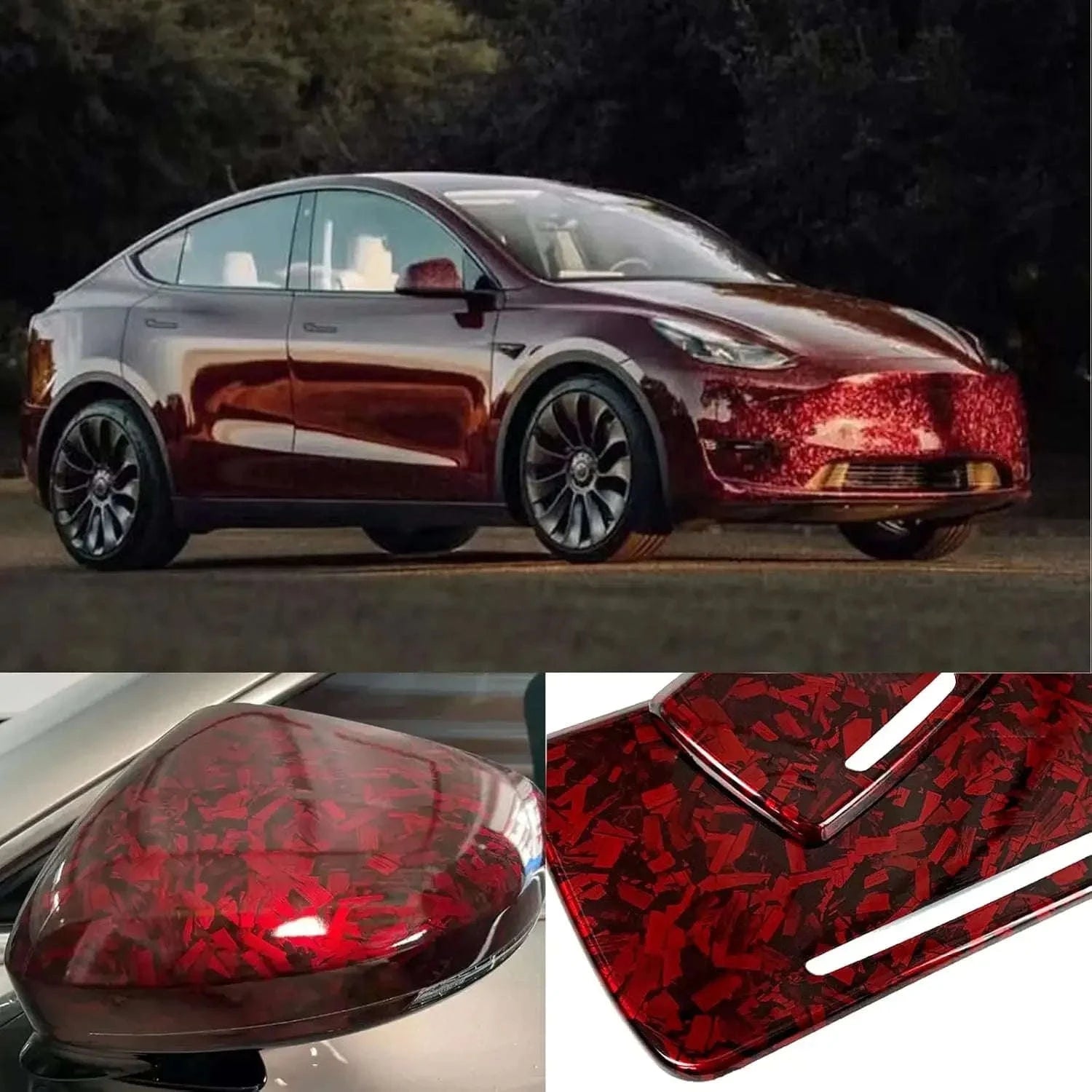 Glossy Forged Carbon Fiber Vinyl Wrap Self Adhesive Car Sticker-Laser Forged Carbon / 20X152 CM