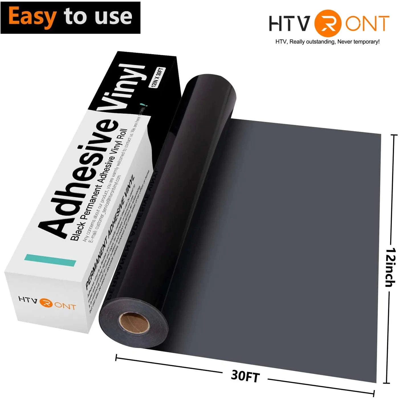 Glossy Permanent Adhesive Vinyl Roll for Crafts-Matte black / 12inX30ft(30X900cm) / UNITED KINGDOM