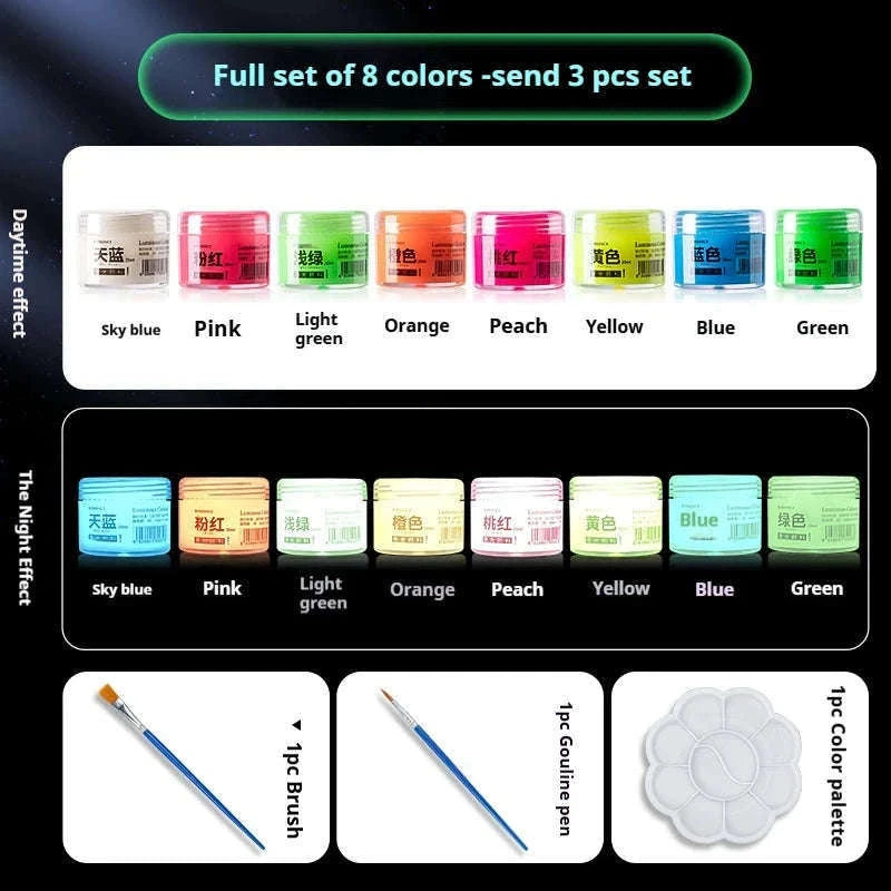 Glow-in-the-Dark Pigment 20ml Fluorescent Acrylic Paint-1bottle sky blue