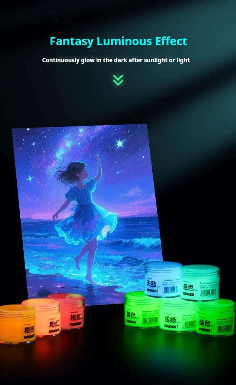 Glow-in-the-Dark Pigment 20ml Fluorescent Acrylic Paint-1bottle sky blue