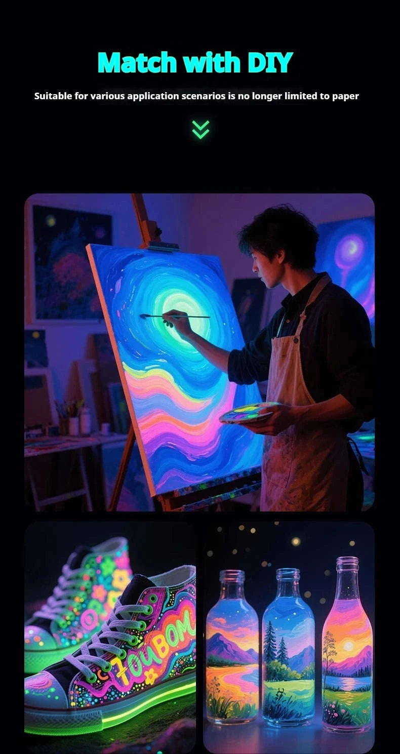 Glow-in-the-dark Pigment 20ml Fluorescent Acrylic Pigment-1bottle yellow