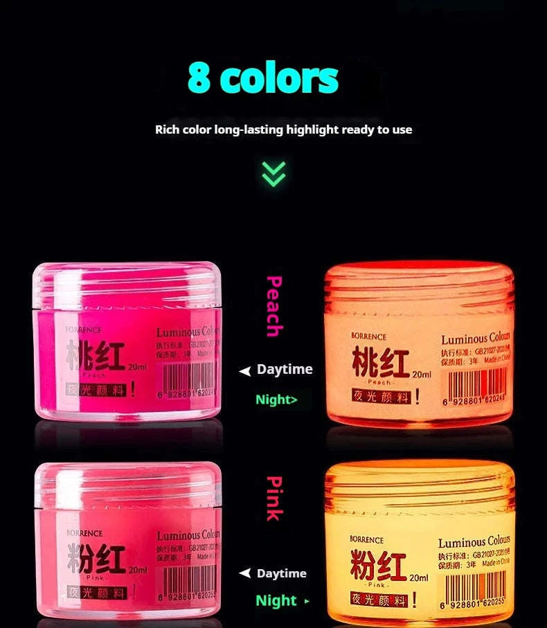 Glow-in-the-dark Pigment 20ml Fluorescent Acrylic Pigment-1bottle yellow