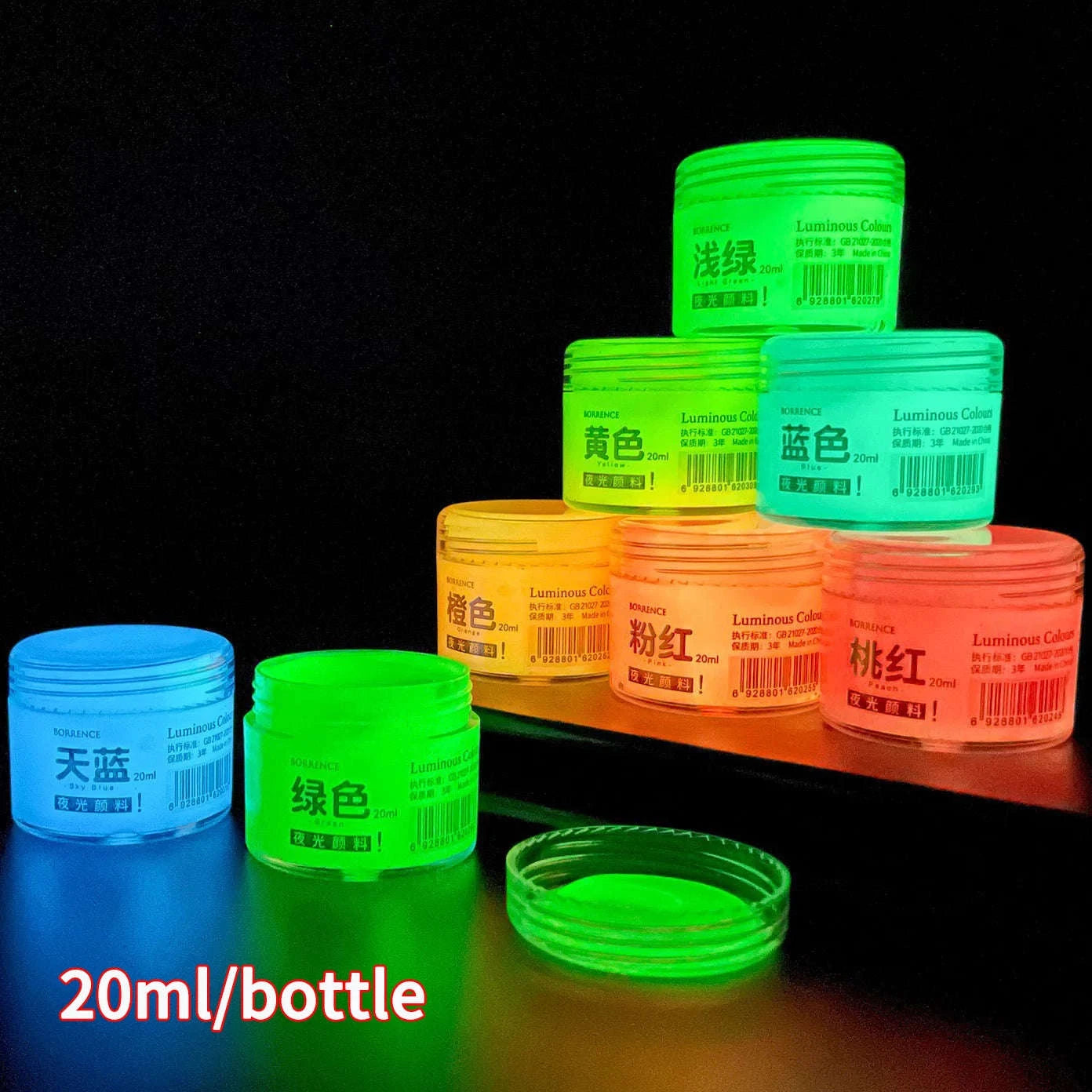 Glow-in-the-dark Pigment 20ml Fluorescent Acrylic Pigment-1bottle yellow