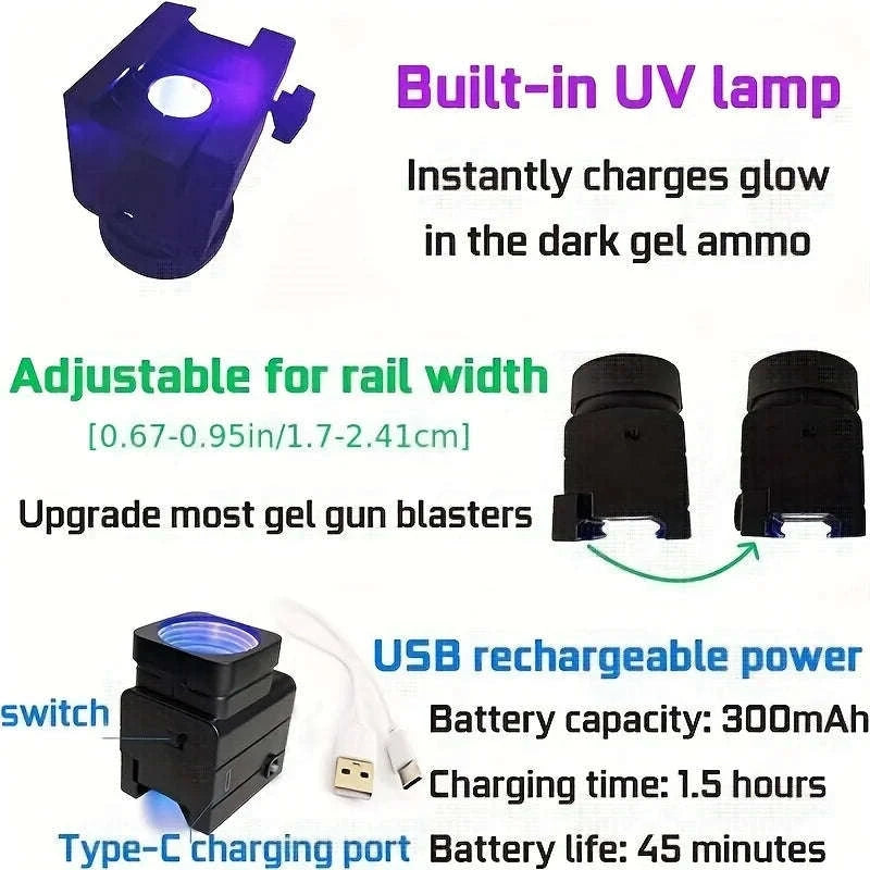 Glow in the Dark UV LED Feedneck for Light-Up Blaster Ammo-UVmachine and bottle / United States